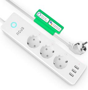 Удлинитель Nous NOUS-A5, 3 x 1,5 mm², 1.5 м, IP20, 3 розетки, 3USB, с выключателем, белый цв.