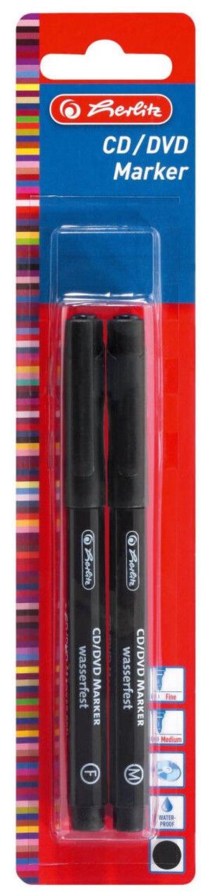 Перманентный маркер Herlitz CD/DVD, черный цв., 2 шт.