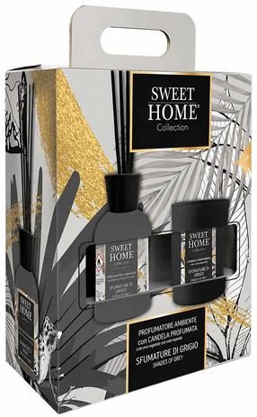 Namų kvapas, rinkinys Sweet Home Collection Shades of Grey + Scented Candle, 100 ml, 2 vnt.
