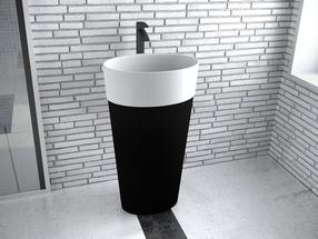 Vonios praustuvas Besco Uniqa Black&White, akmens masė, 46.5 cm x 32.5 cm x 84 cm, balta sp./juoda sp.