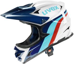 Dviratininkų šalmas universalus Uvex HLMT 10, mėlyna sp./balta sp./raudona sp., 60-62 cm