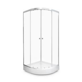 Dušas kabīne Thema Lux Sand QA017-90, pusapaļā, 90 cm x 90 cm x 195 cm, balta krās./hroma krās./rūdītais
