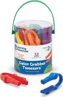 Lavinimo žaislas Learning Resources Gator Grabber Tweezers, įvairių spalvų, 12 vnt.