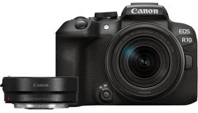 Sisteminis fotoaparatas Canon EOS R10 + RF-S 18-150mm F3.5-6.3 IS STM + Mount Adapter EF-EOS R, juoda sp.