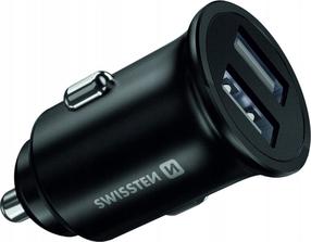 Auto telefona lādētājs Swissten Nano, USB Type A, melna krās., 45 W
