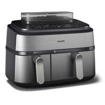 Prekė su pažeista pakuote. Karšto oro gruzdintuvė Philips 5000 serija NA555/00, sidabro sp., 2750 W, 9 l