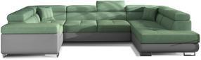 Kampinė sofa Letto Soro 34, Soft 29, mėtinė (mint) sp./pilka sp., dešininė, 340 x 202 cm x 90 cm