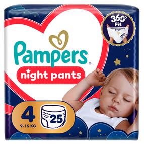 Sauskelnės nakčiai Pampers Night Pants, 4 dydis, 9 - 15 kg, 25 vnt.