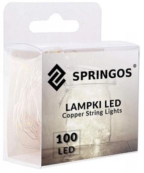 Spuldzīšu virtenes Springos CL0019, 9.9 m, auksti balta krās., 100 LED