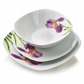 Pietų servizas AffekDesign Lea Iris, porcelianas, balta sp./violetinė sp., 18 vnt.