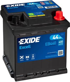 Аккумулятор Exide Excell EB440, 12 В, 44 Ач, 400 а