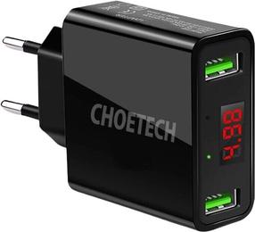 Telefono įkroviklis Choetech, USB/AC, juoda, 12 W