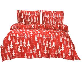 Kalėdinis patalynės užvalkalų komplektas Christmas Trees PEKA-03, balta sp./raudona sp., 70 x 80 cm, 200 x 220 cm