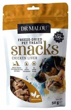 Skanėstas šunims Dr Malou Snacks Chicken Liver, vištienos kepenėlės, 0.050 kg