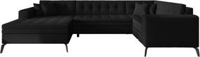Kampinė sofa Montez Flores 10, juoda sp., kairinė, 180 x 340 cm x 93 cm