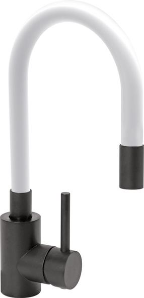 Кухонный смеситель Fala Black Flexible, белый цв.