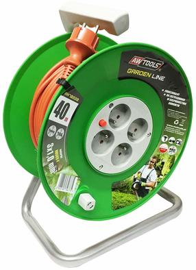Buitinis ilgintuvas AWTools Garden Line AW70213, 3 x 1 mm², 25 m, IP44, 4 lizdų, žalia sp./oranžinė sp.