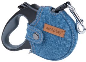 Automatinis pavadėlis Amiplay Denim, mėlyna sp., M 5m