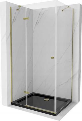Dušo kabina Mexen Roma 854-100-090-50-00-4070G, stačiakampė, 90 cm x 100 cm x 190 cm, aukso sp./juoda sp./grūdintas