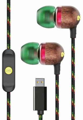 Проводные наушники The House Of Marley Smile Jamaica Rasta EM-JE042-RA, коричневый цв./зеленый цв.