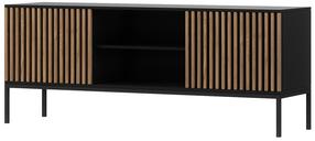TV staliukas Meorati, ąžuolo sp./juoda sp., 150 cm x 40 cm x 60 cm