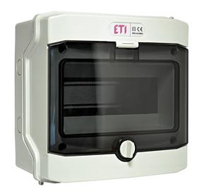 Модульная панель ETI ECH 8G, надсетевой, IP65, 8 mод., черный цв./серый цв.