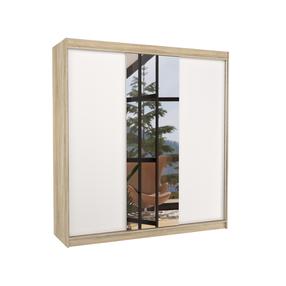 Шкаф ADRK Santiago 200, белый цв./коричневатый цв., 58 см x 200 см x 215 см, с зеркалом