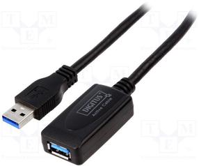 Vads Digitus DA-73104 DA-73104 USB 3.0 A female, USB 3.0 A male, 5 m, melna krās.