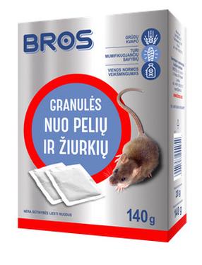 Granulės nuo pelių ir žiurkių Bros, 140 g