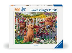 Dėlionė Ravensburger Cute Dogs In The Garden, 36 cm x 49 cm, 500 vnt., įvairių spalvų