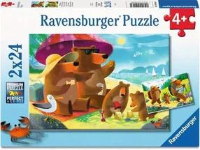 Пазл 2in1 Ravensburger Bear Family Vacations, 18 см x 26 см, 48 шт., многоцветный