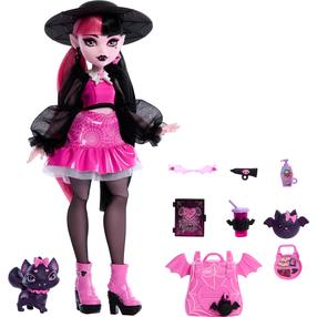 Lelle ar aksesuāriem Mattel Monster High Drakulaura HRP64, 30 cm, melna krās.
