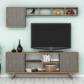 Секция Kalune Design İnci 845HCT3070, синий цв./ореховый цв., 35 см x 160 см x 56.2 см