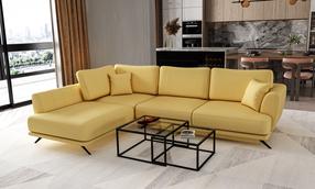 Kampinė sofa Larde Savoi 45, geltona sp., kairinė, 191 x 276 cm x 90 cm