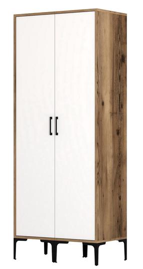 Skapis Kalune Design Kumsal SS, balts krās./valriekstu krās., 47.5 cm x 80 cm x 201.4 cm