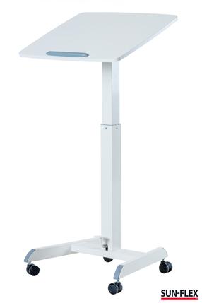 Nešiojamo kompiuterio staliukas reguliuojamo aukščio Sun-Flex Pro, 60 cm x 52 cm, 75.8 - 112.8 cm, balta sp.