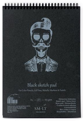 Zīmēšanas papīrs Smiltainis Black Sketch Pad, A5, 165 g/m², melna krās., 21 cm x 14.8 cm, 20 lapu gab.