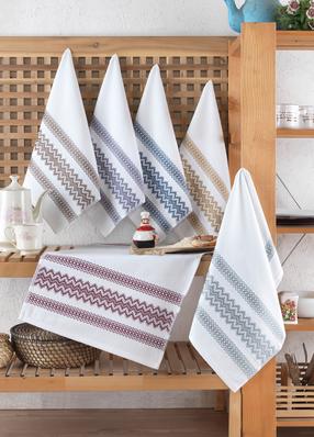 Vannas dvieļu komplekts Foutastic Efesto Wash Towel Set 321SHS1191, zila krās./brūna krās./balta krās., 60 cm x 40 cm, 6 gab.