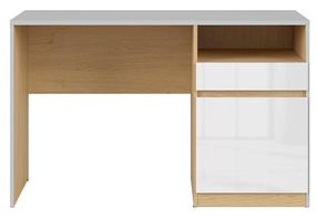 Rašomasis stalas su spintele Nandu, ąžuolo/balta/pilka