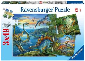 Dėlionė 3in1 Ravensburger Dinosaurs 093175, 18 cm x 18 cm, 147 vnt., įvairių spalvų