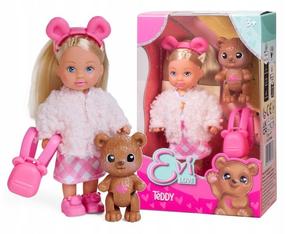 Кукла с аксессуарами Simba Evi Love Teddy, 12 см, розовый цв.