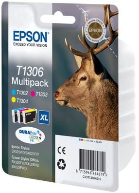 Rašalinio spausdintuvo kasetė Epson T130, mėlyna sp./raudona sp./geltona sp.