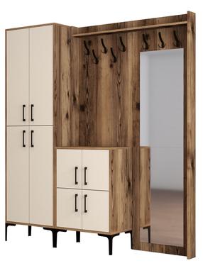 Prieškambario baldų komplektas Kalune Design Berlin ABC, vidaus, kreminė sp./riešuto sp.