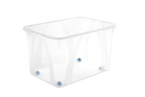 Uzglabāšanas kaste ar riteņiem, pārtikai/rīki/paredzēts uzglabāšanai Rotho Lona 1047200096, 50 l, caurspīdīga krās., 57.1 x 39.2 x 33.5 cm
