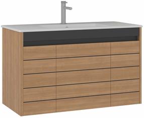 Vonios spintelė su praustuvu Kalune Design Ricato, riešuto sp., 47 cm x 101 cm x 62 cm