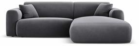 Kampinė sofa Cosmopolitan Design Nolio Velvet Casino Ash, tamsiai pilka sp., dešininė, 170 x 235 cm x 72 cm