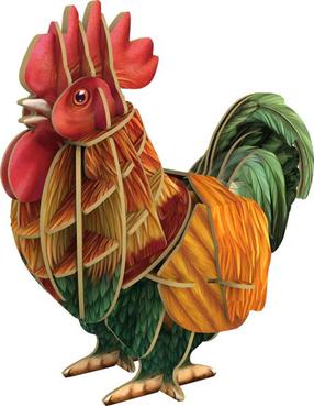 3D dėlionė MakeBug Rooster MB-D-0015, 7 cm x 10 cm, įvairių spalvų