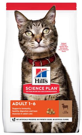 Kuiv kassitoit Hill's Science Plan Feline Adult, lambaliha/riis, 10 kg