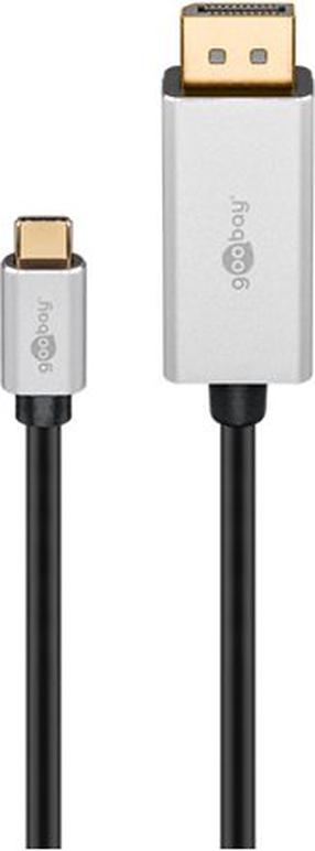 Kabelis Goobay 60176 USB Type-C, Displayport, 2 m, sudraba krās./melna krās.
