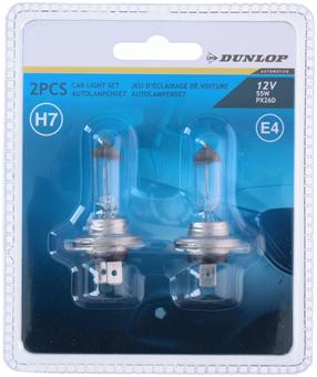 Automobilio lemputė Dunlop H7 12V 55W, kaitrinė, balta sp., 12 V